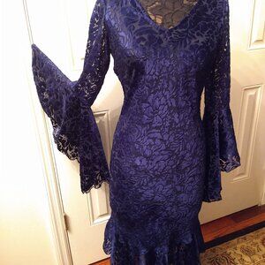 Vintage 1990s Taissa Lada Purple / Blue Velvet Burnout Gothic Dress, Chicago Med